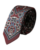 Dolce & Gabbana Bordeaux Printed 100% Silk Adjustable Men Tie -  Neckties, Men -  Dolce & Gabbana.